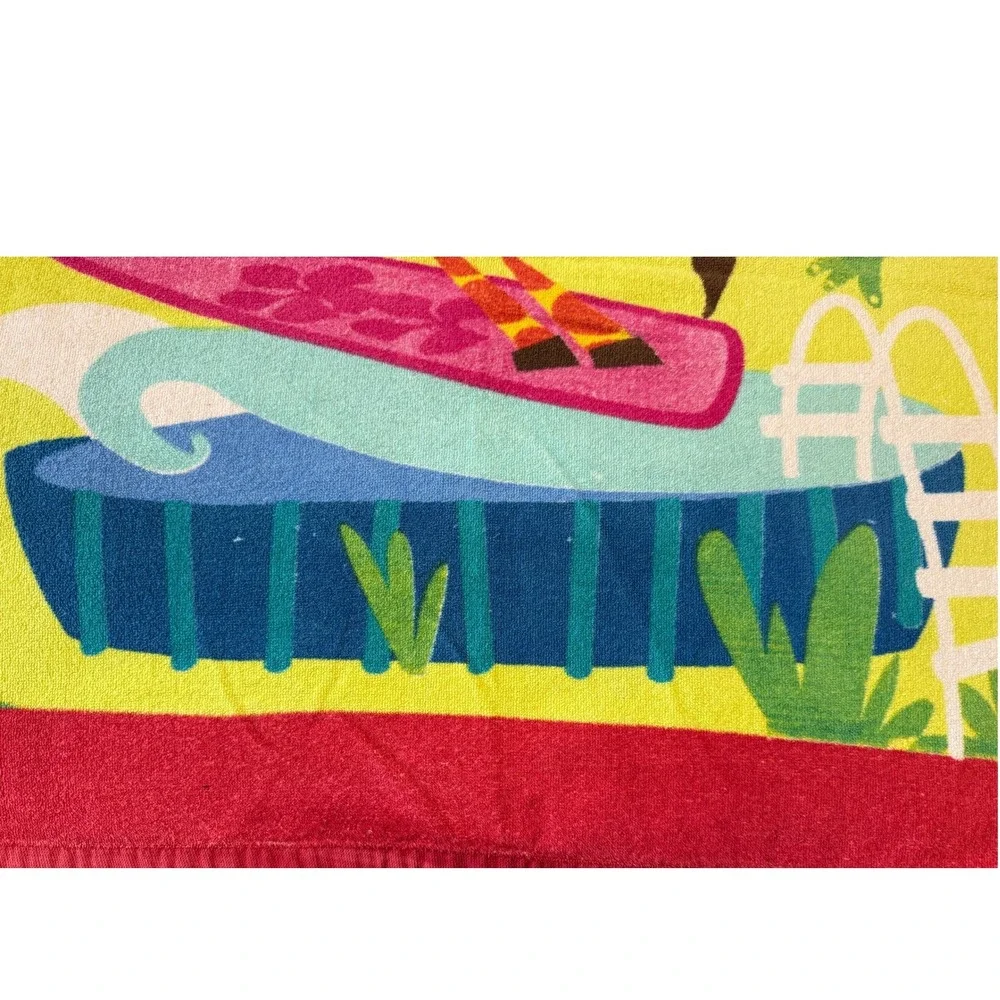 Lot of 3 Beach Towels Multi Color Ice Cream Melting Smiley Face Zoo Animals